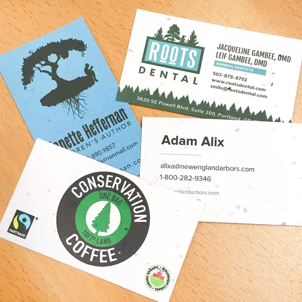 Carte de visite en papier ensemencé, recto seul