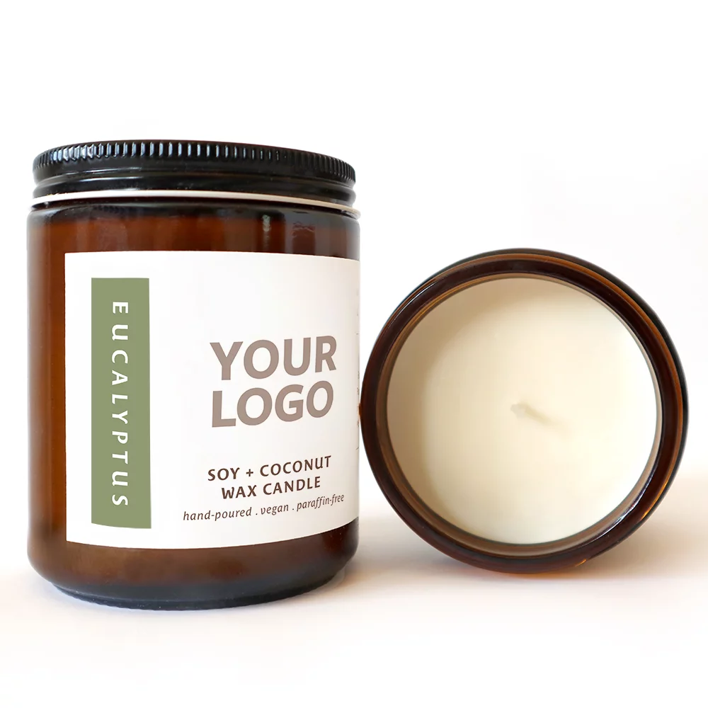 Bougies à la main de 8 oz à la cire d'eucalyptus coulée à la main