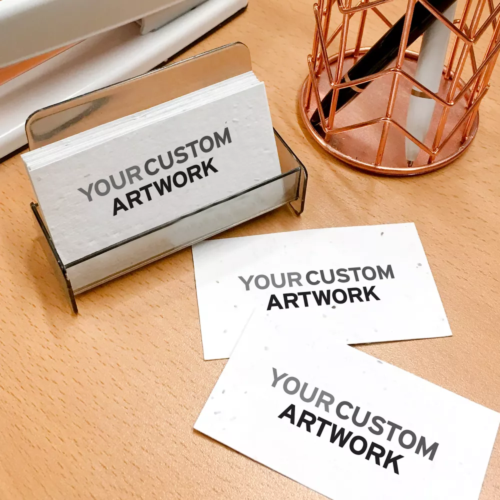 Carte de visite en papier ensemencé, recto-verso