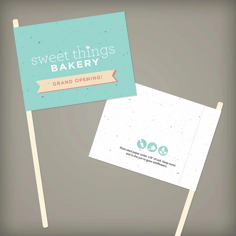 Drapeaux promotionnels en papier ensemencé, recto-verso