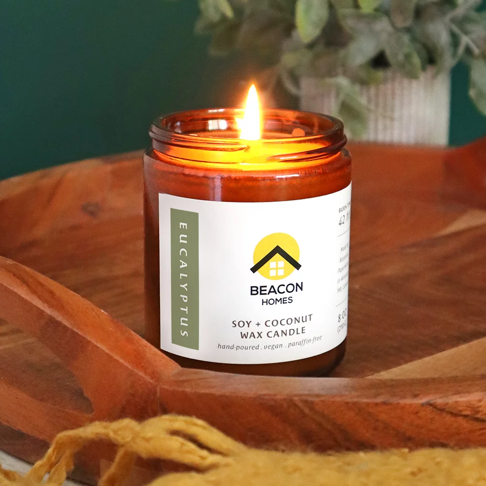Bougies à la main de 8 oz à la cire d'eucalyptus coulée à la main