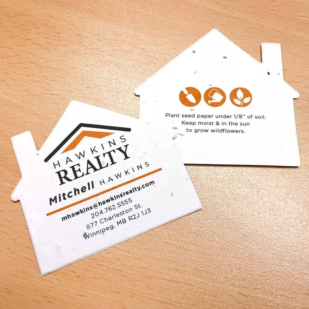 Carte de visite en papier en forme de maison