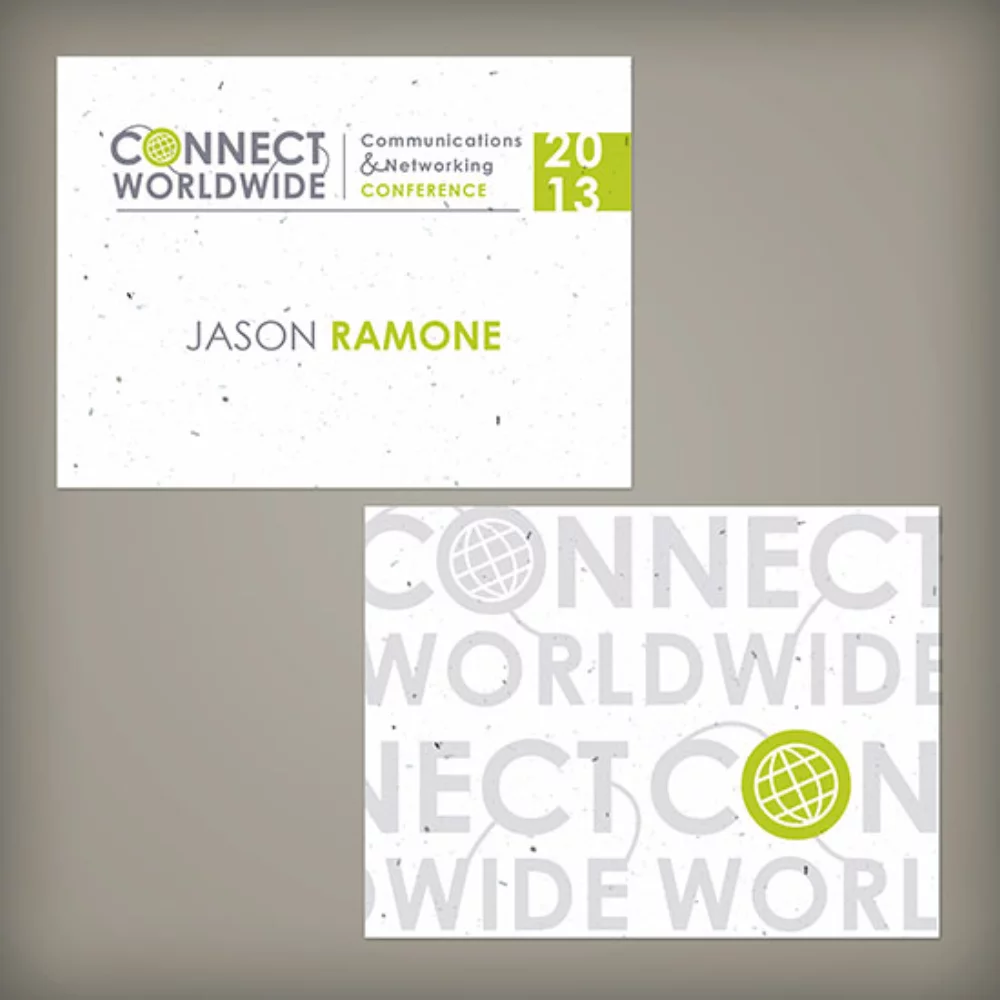 Étiquette de nom en papier ensemencé de 4" x 3", recto-verso.