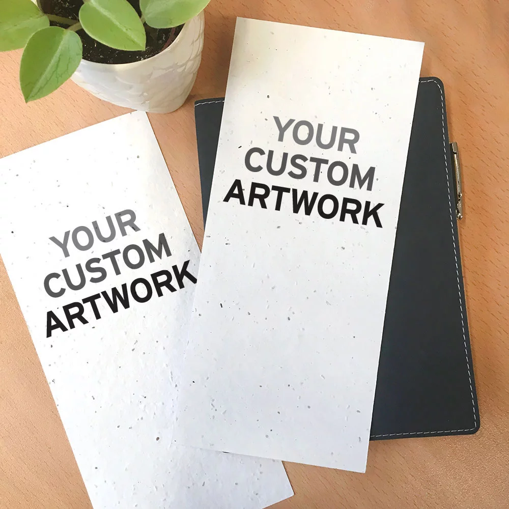 Carte à panneau en papier ensemencé de 4" x 9", recto-verso