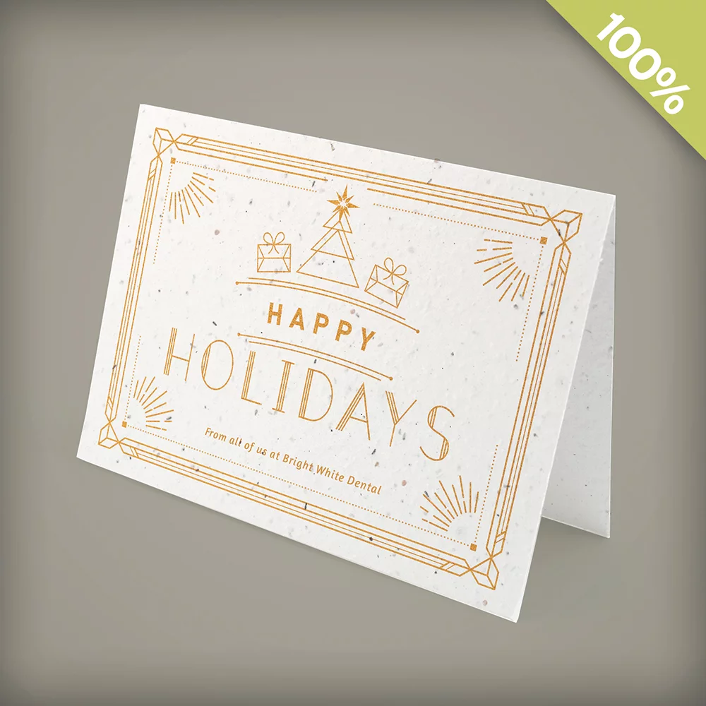 A6 - 100% Plantable Personalized Holiday Cards - Art Deco