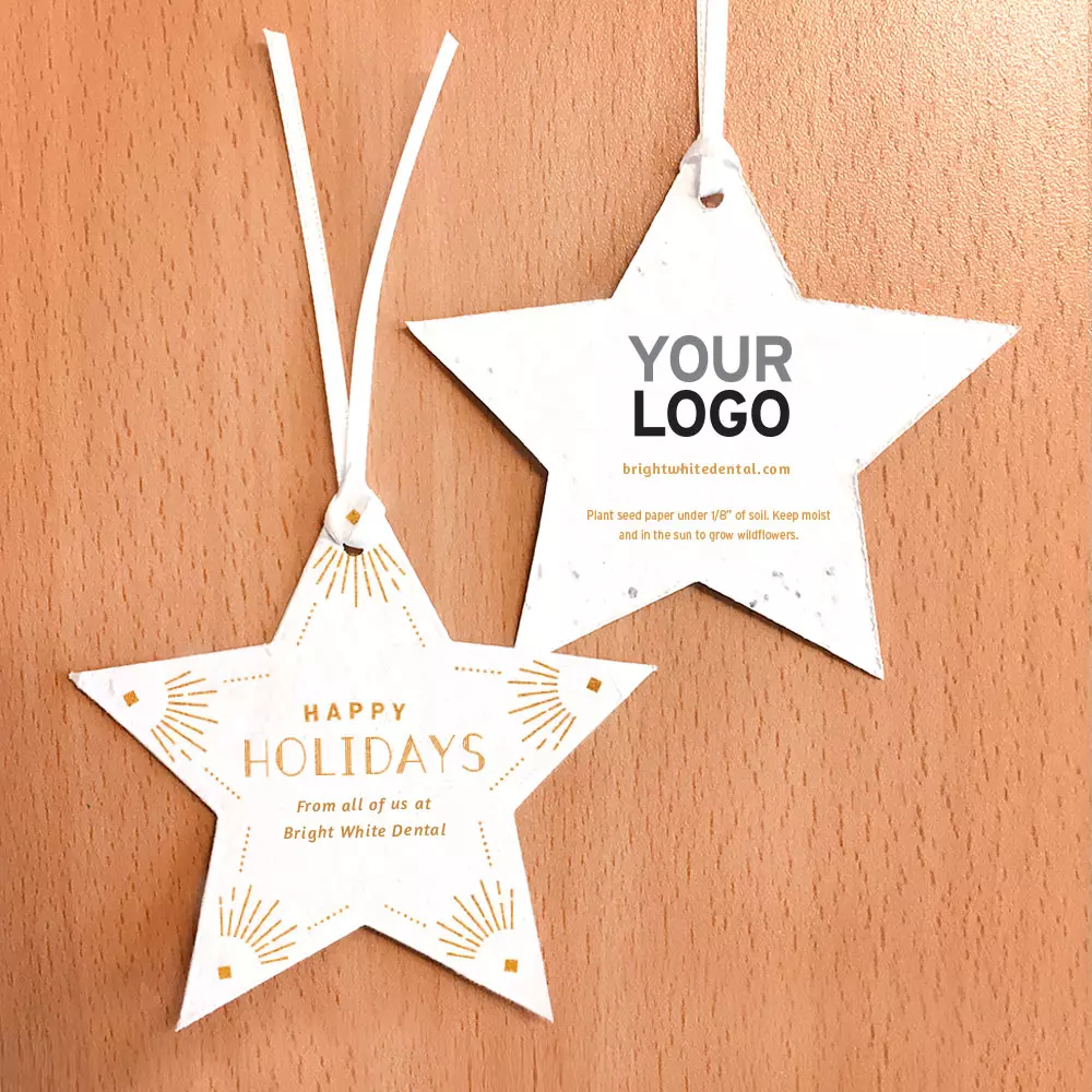 Art Deco Star Seed Paper Holiday Ornaments