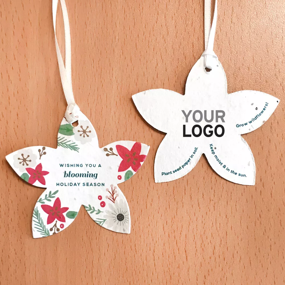 Ornements de vacances en papier ensemencé de fleurs de vacances en fleurs