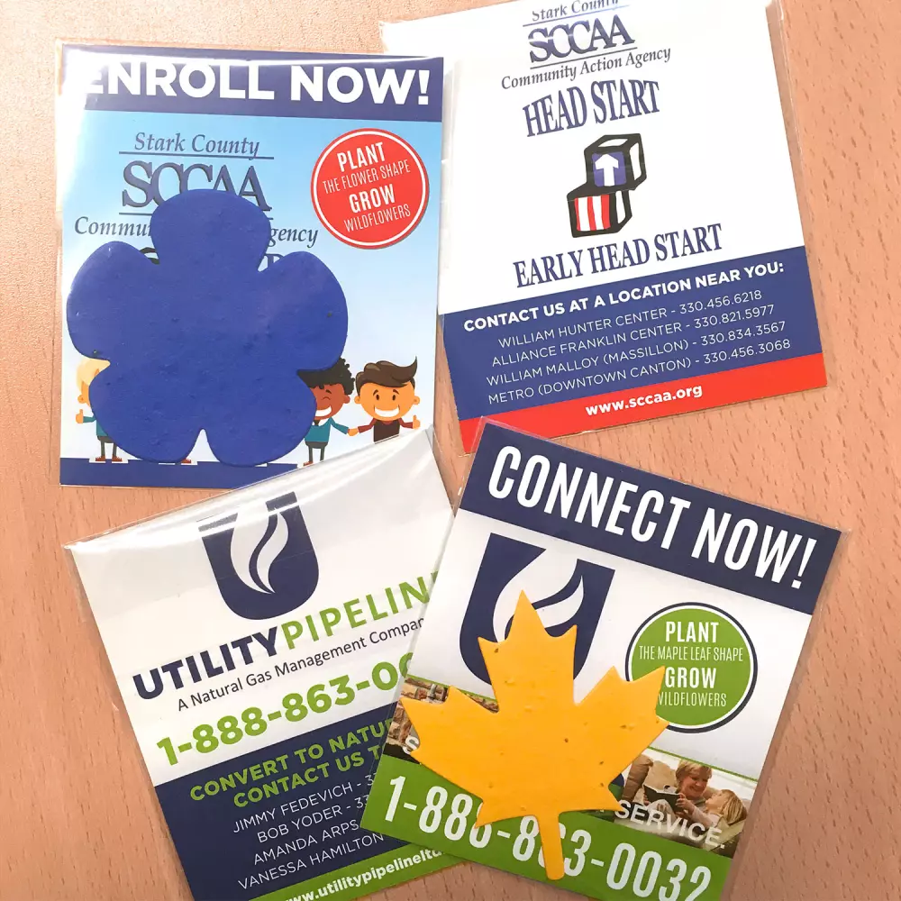 Carte plate personnalisée en papier ensemencé, recto-verso