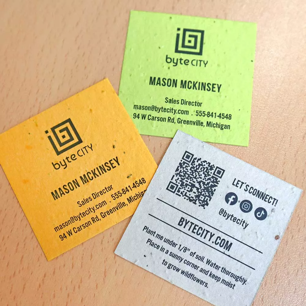 Colorful QR Code Plantable Square Business Cards