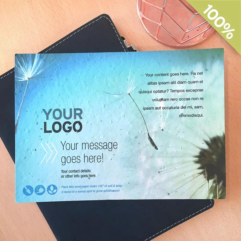 Carte de panneau en papier de graines de pissenlit large