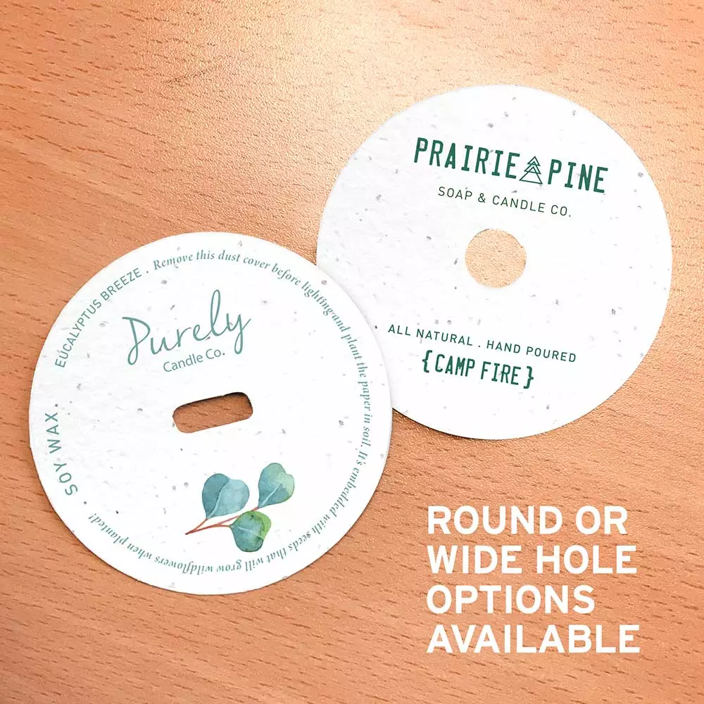 3" Seed Paper Candle Dust Covers, 1-Sided