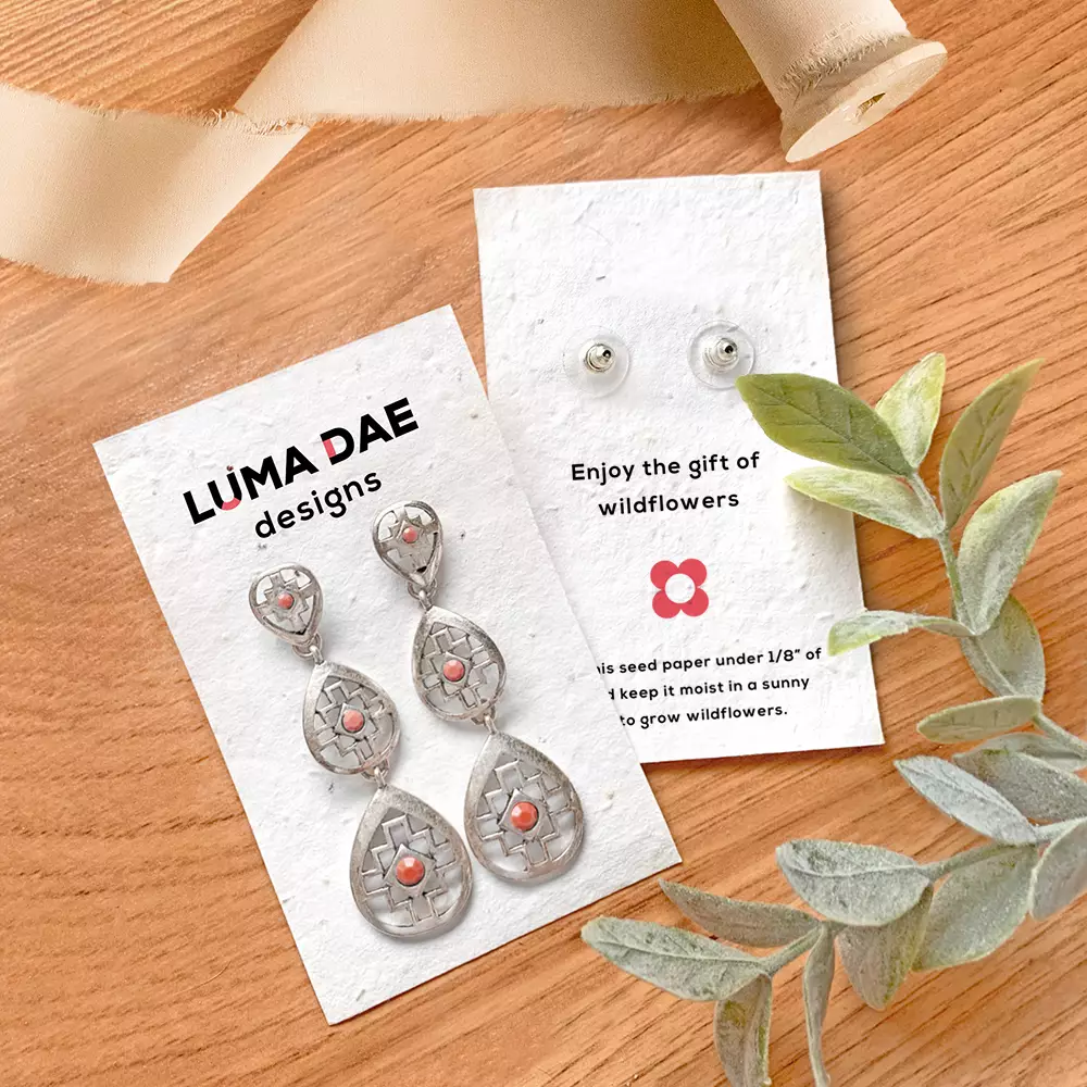 Cartes de boucles d'oreilles en papier ensemencé recto-verso