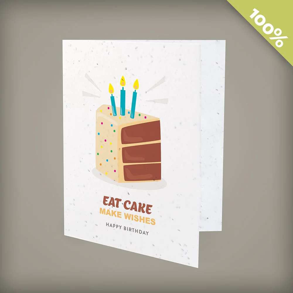 Cartes d'anniversaire d'entreprise plantables Eat Cake.