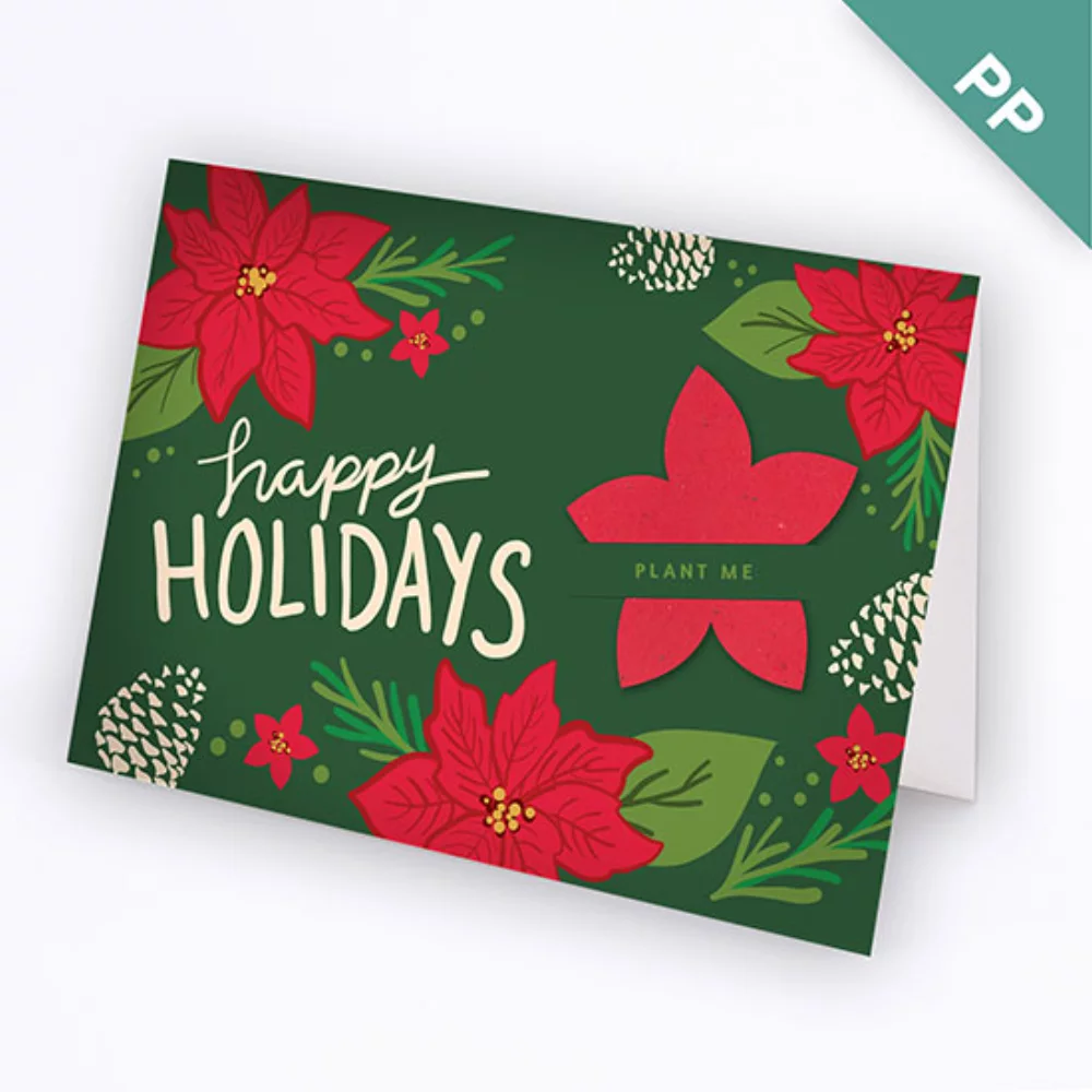 A6 - Cartes de voeux professionnelles pour les fêtes de fin d'année avec des fleurs festives