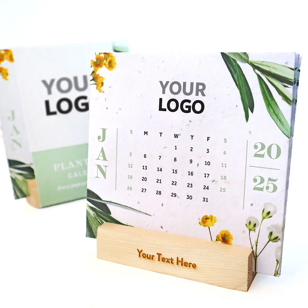 Flourish Plantable Eco Calendar With Wood Stand