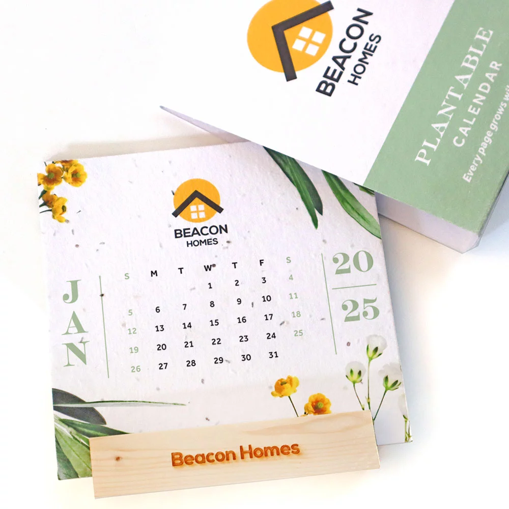 Flourish Plantable Eco Calendar With Wood Stand