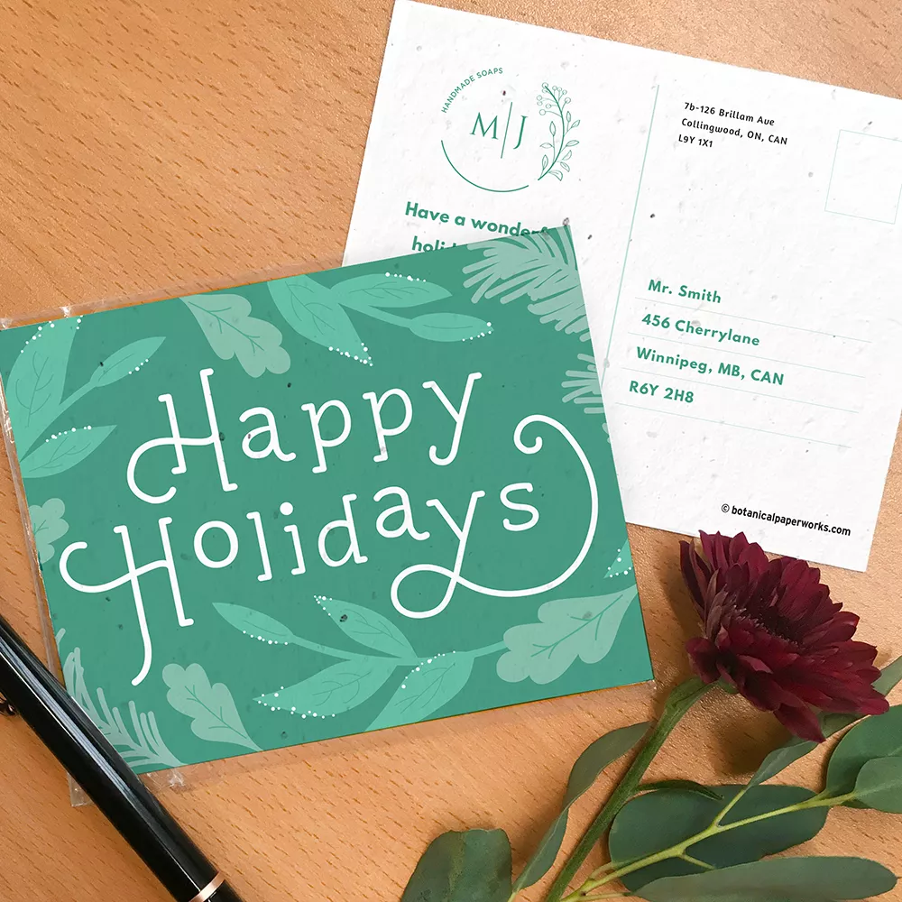 Gorgeous Greenery Plantable Holiday Postcards