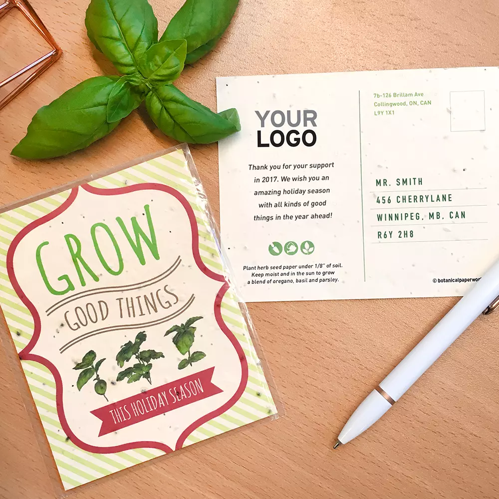 Faites pousser de bonnes choses Cartes postales de vacances plantables