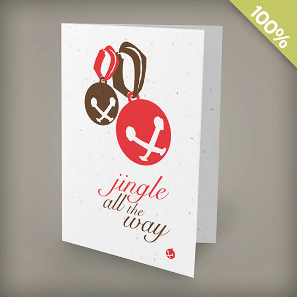 A6 - 100% Plantable Personalized Holiday Cards - Jingle Bells