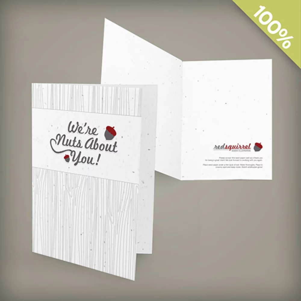 Carte de vœux en papier ensemencé grand format, recto-verso