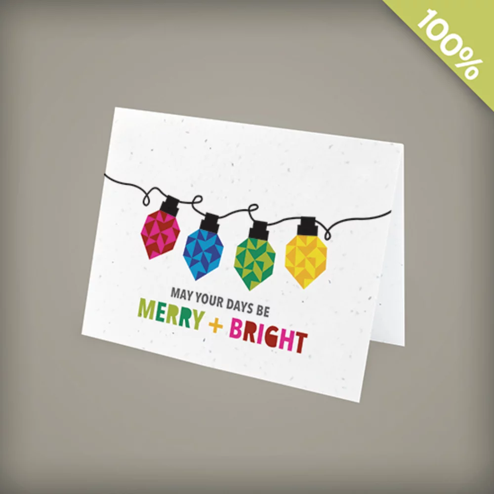 A2 - Cartes de vœux personnalisées en papier ensemencé pour les fêtes - Joyeux et lumineux