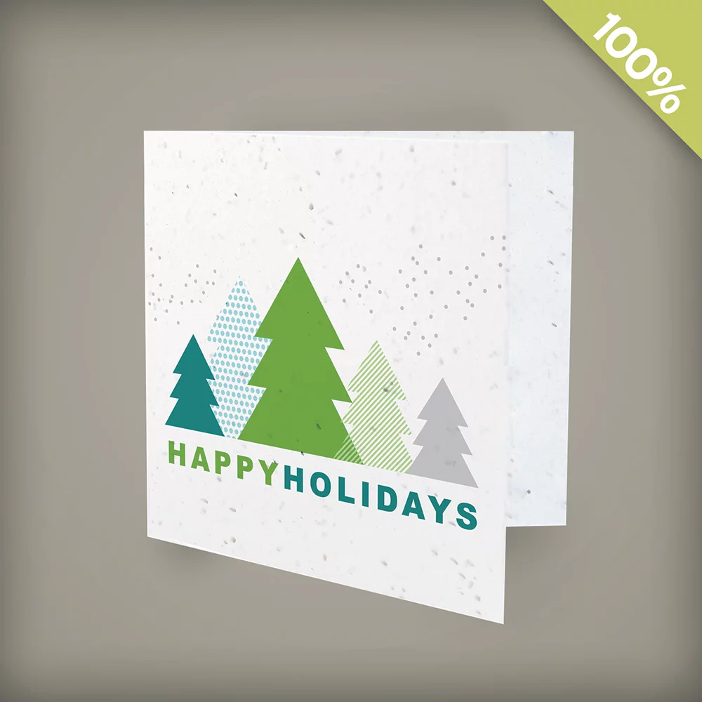 Modern Trees Square Business Holiday Cards