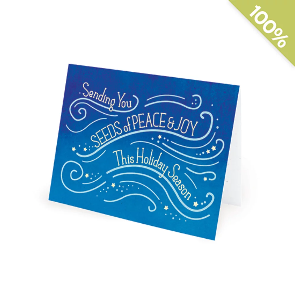 A2 - Cartes de vœux personnalisées en papier ensemencé pour les fêtes - Paix et Joie