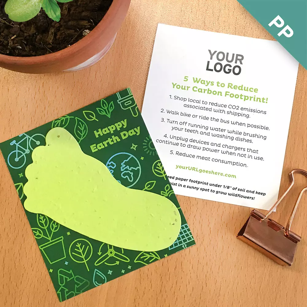 Plantable Footprint Eco Tips Flat Card, 3.67 x 4.25"