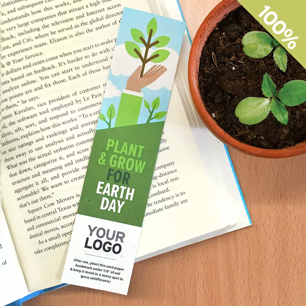 Plant & Grow Large Seed Paper Bookmark 1.75x7.5 single-sided