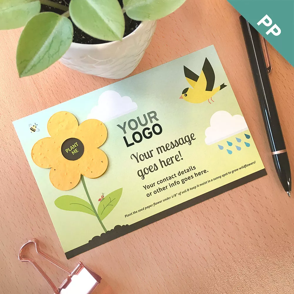 Plantez-moi une carte de panneau écologique de taille moyenne pour fleurs.