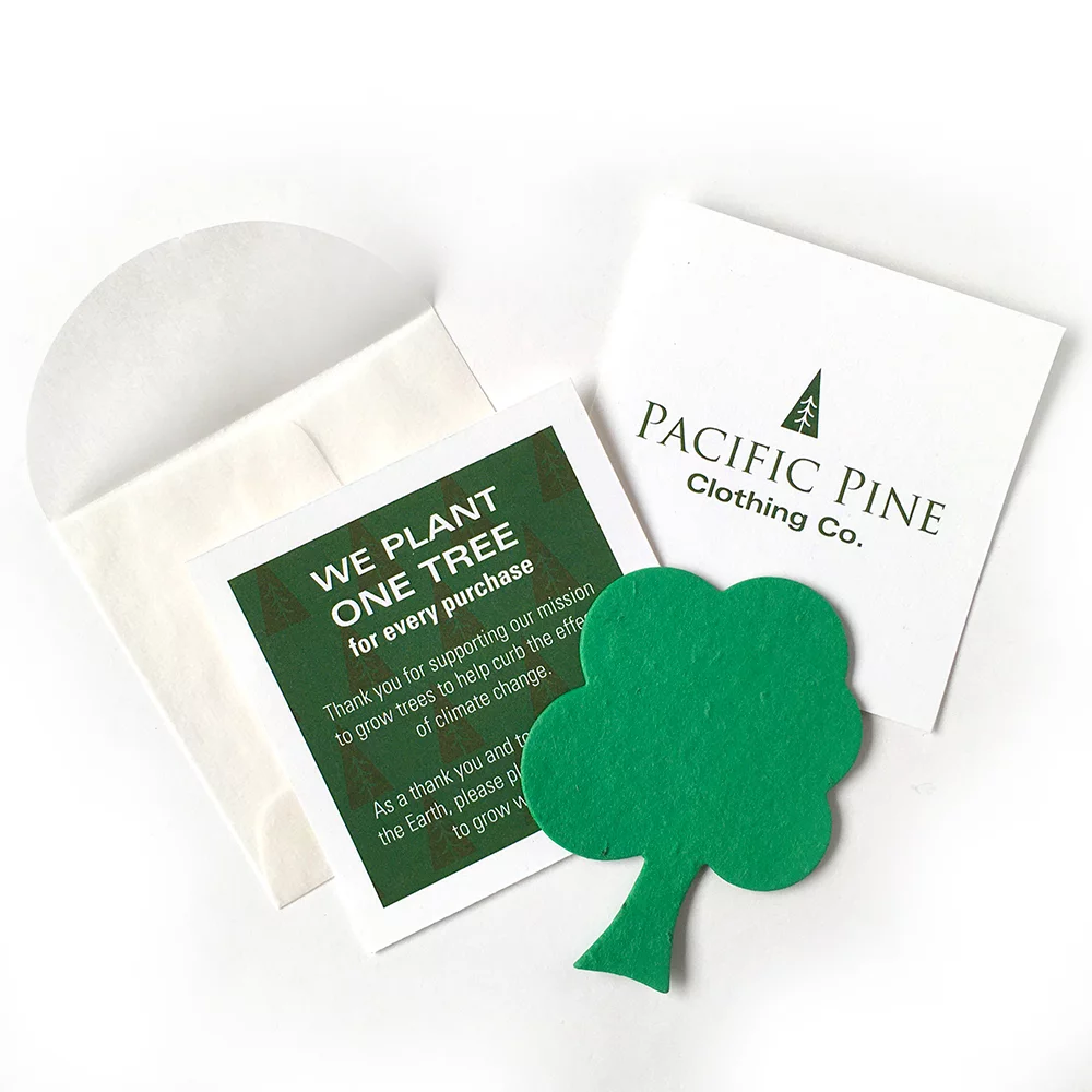 Forme de graine emballée avec une note recto verso