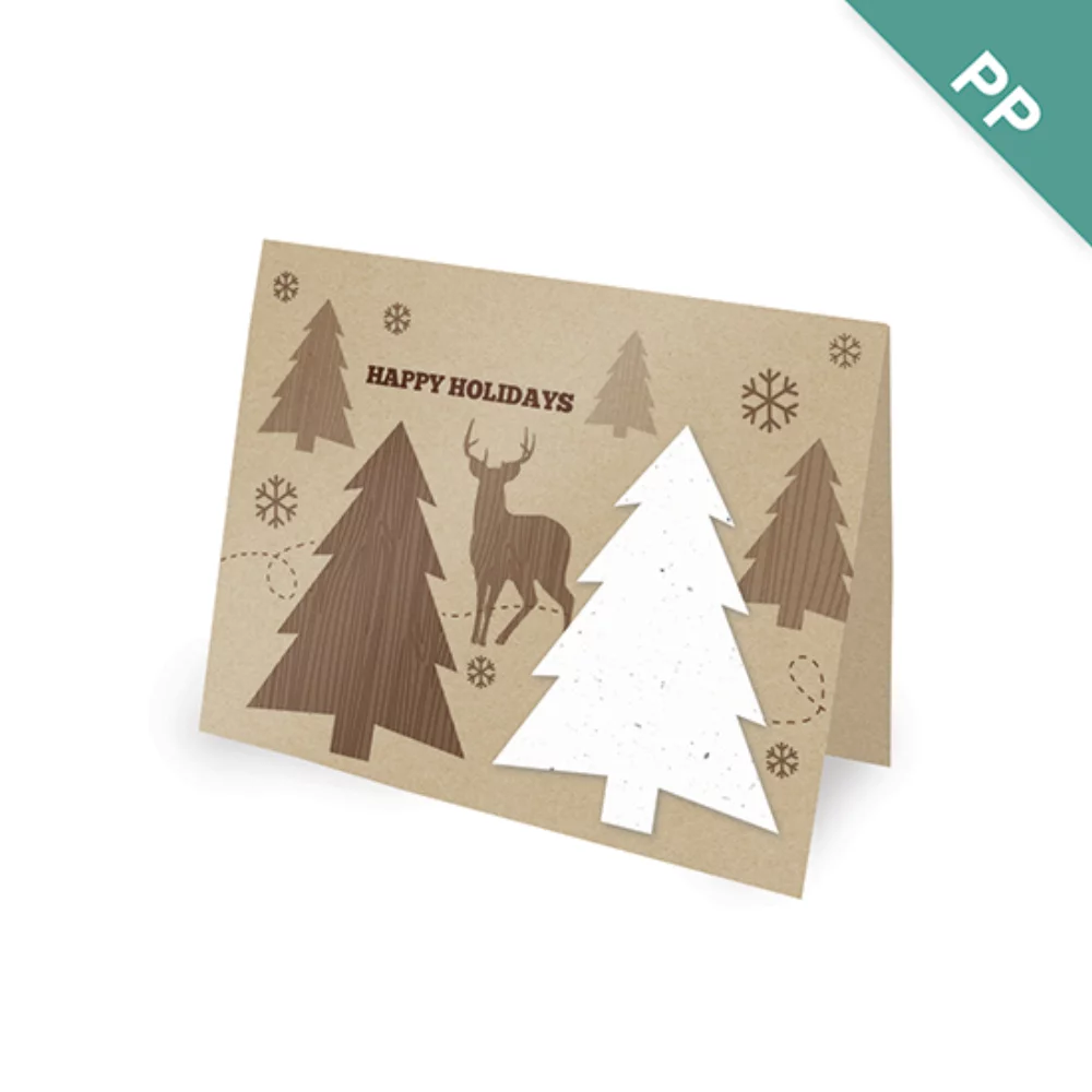 A2 - Seed Paper Personalized Holiday Cards - Rustic Woodland