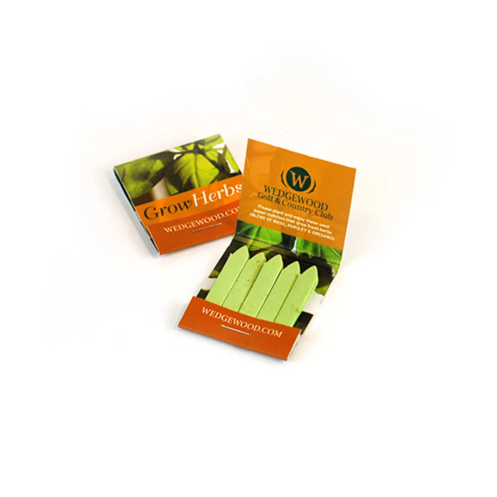 Petit carnet d'allumettes en papier ensemencé (10 allumettes) - Herbes, recto-verso