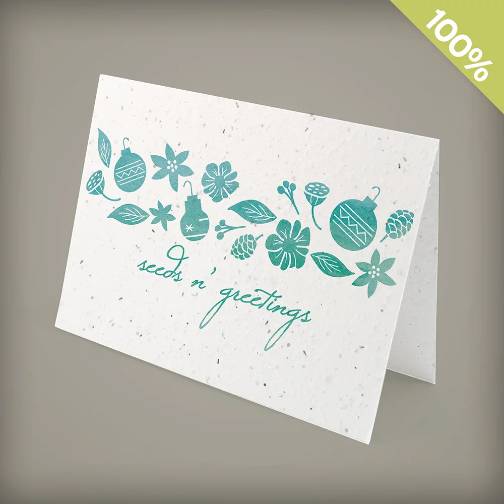 Cartes de voeux commerciales Seeds n' Greetings pour les fêtes.