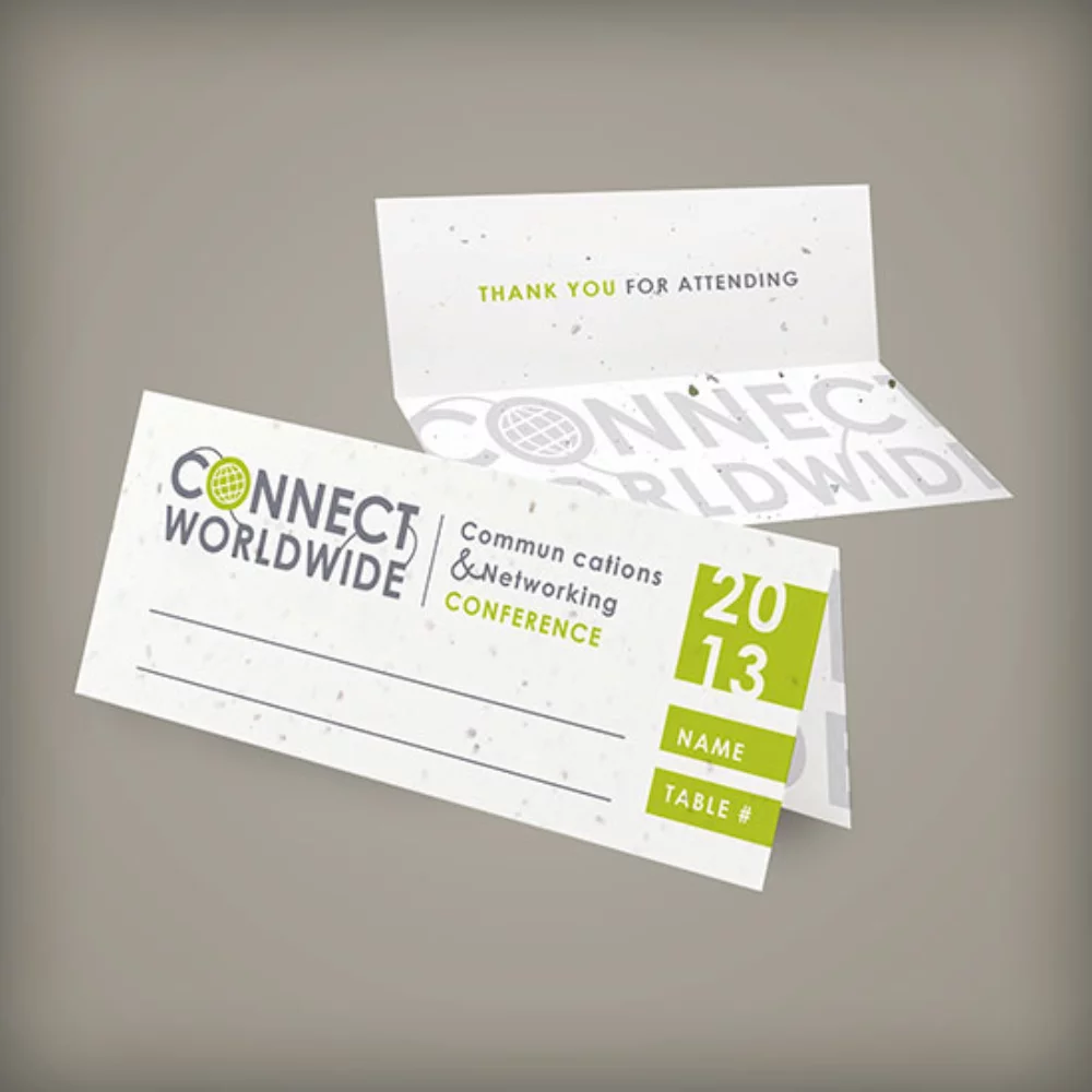 Carte de place en papier ensemencé, recto-verso