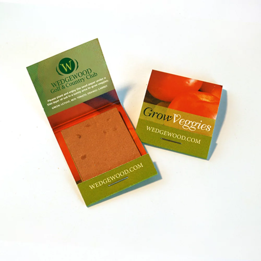 Small Seed Paper Matchbook (3 Rectangle Swatches) - Veggie, 2-Sided