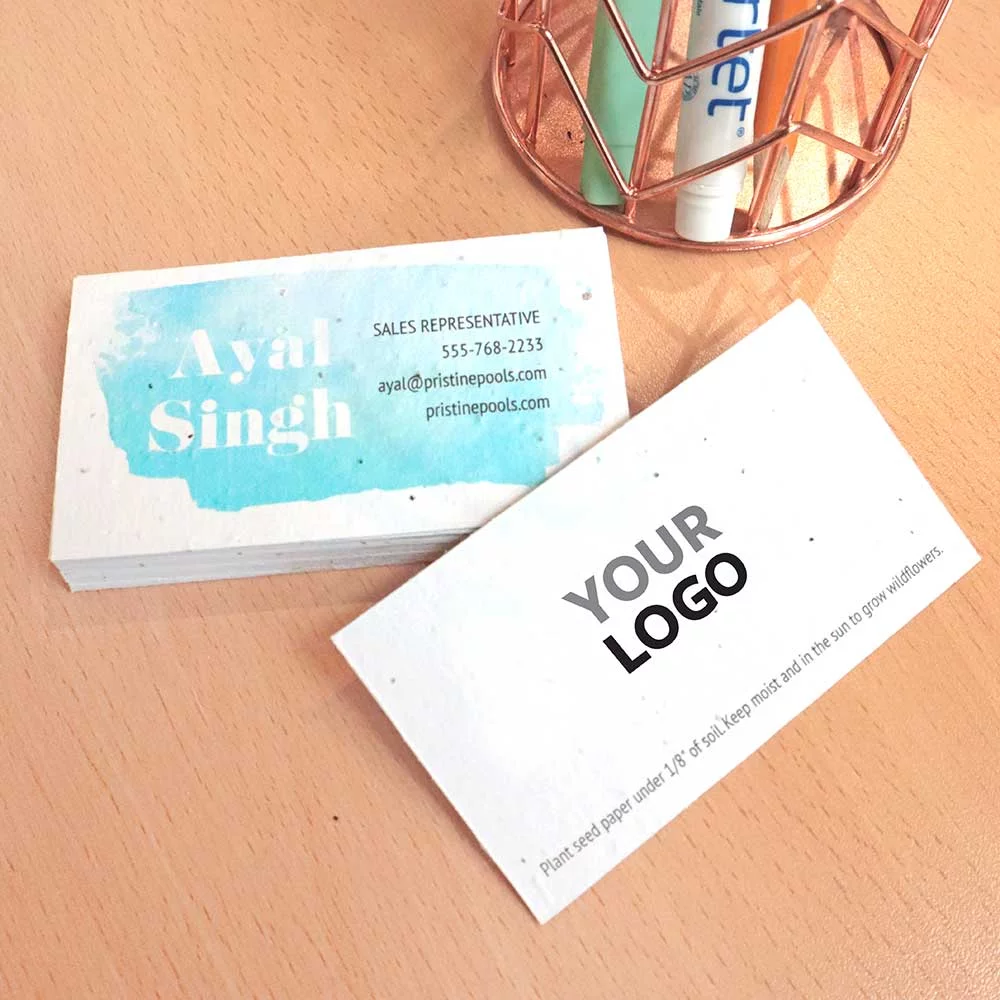 Watercolor Splash Seed Paper Business Cards