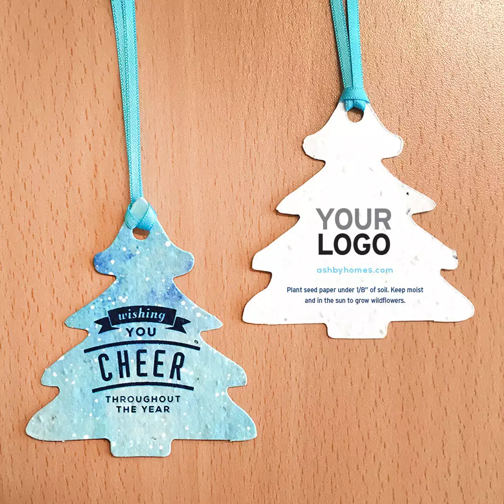 Wishing You Cheer Rounded Tree Seed Paper Holiday Ornaments