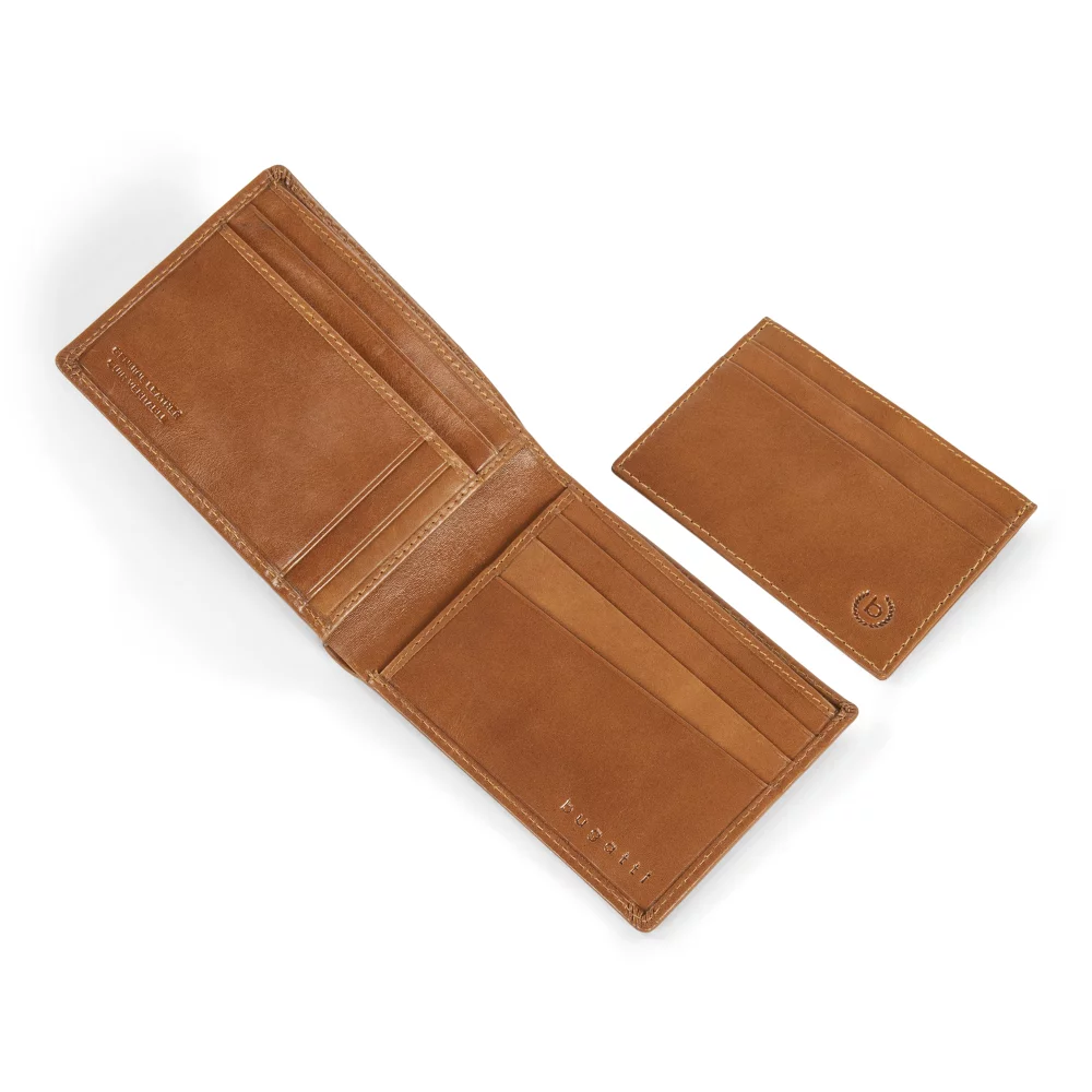 Ensemble BUGATTI de 3 pièces - Portefeuille mince, porte-clés, étui à cartes - Cuir