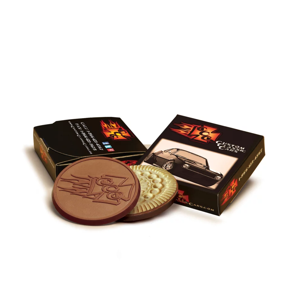 2 Cookies Topped w/Chocolate In Small Box