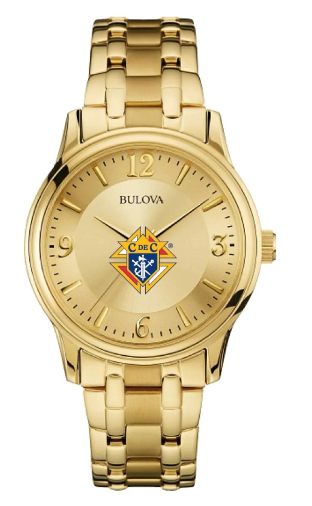 Bulova® Corporate Collection Men's Gold Tone Stainless Steel Watch w/Round Patterned Champagne Dial