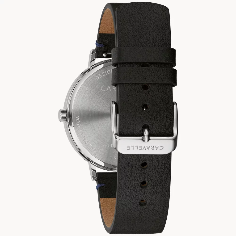 Montre Caravelle® Collection pour hommes en argent avec cadran rond bleu Min Max