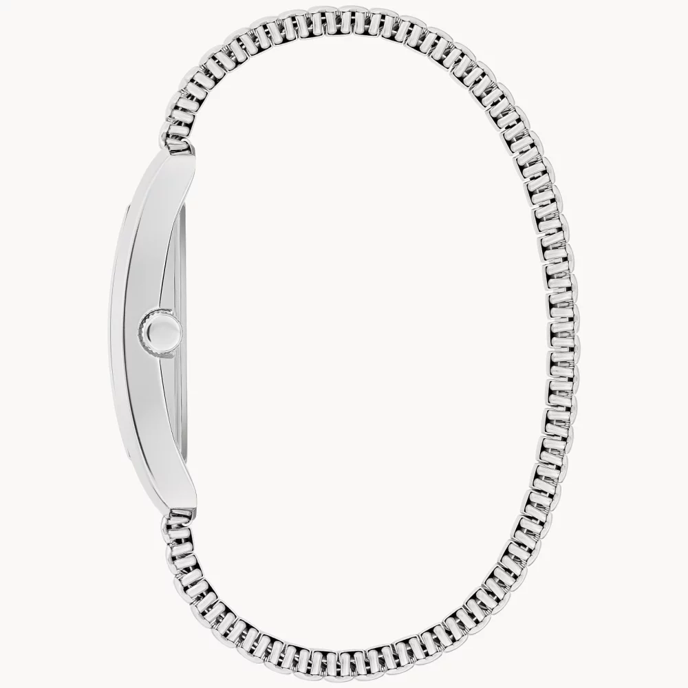 Montre habillée pour homme de la collection Caravelle® avec cadran rectangulaire argenté et blanc.