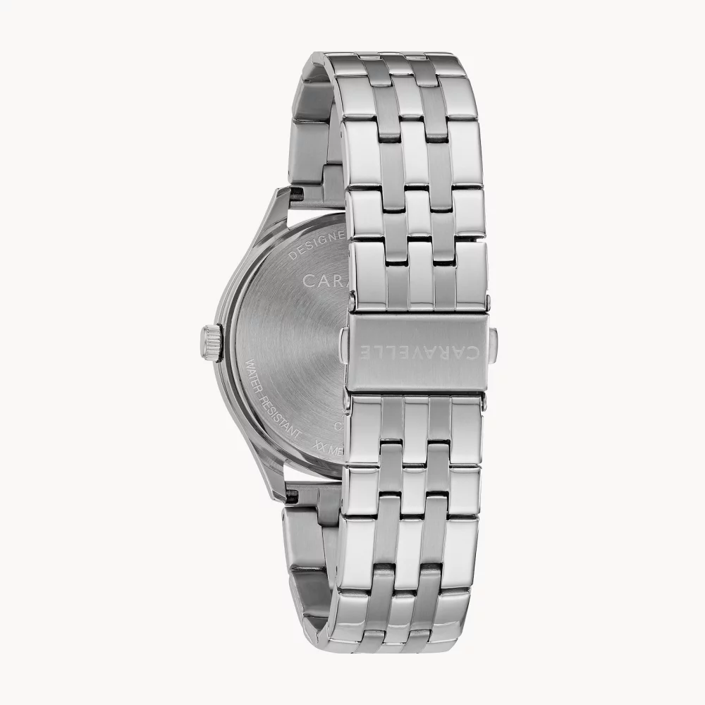 Caravelle® Collection Men's Silver Dress Watch w/Round Blue Dial