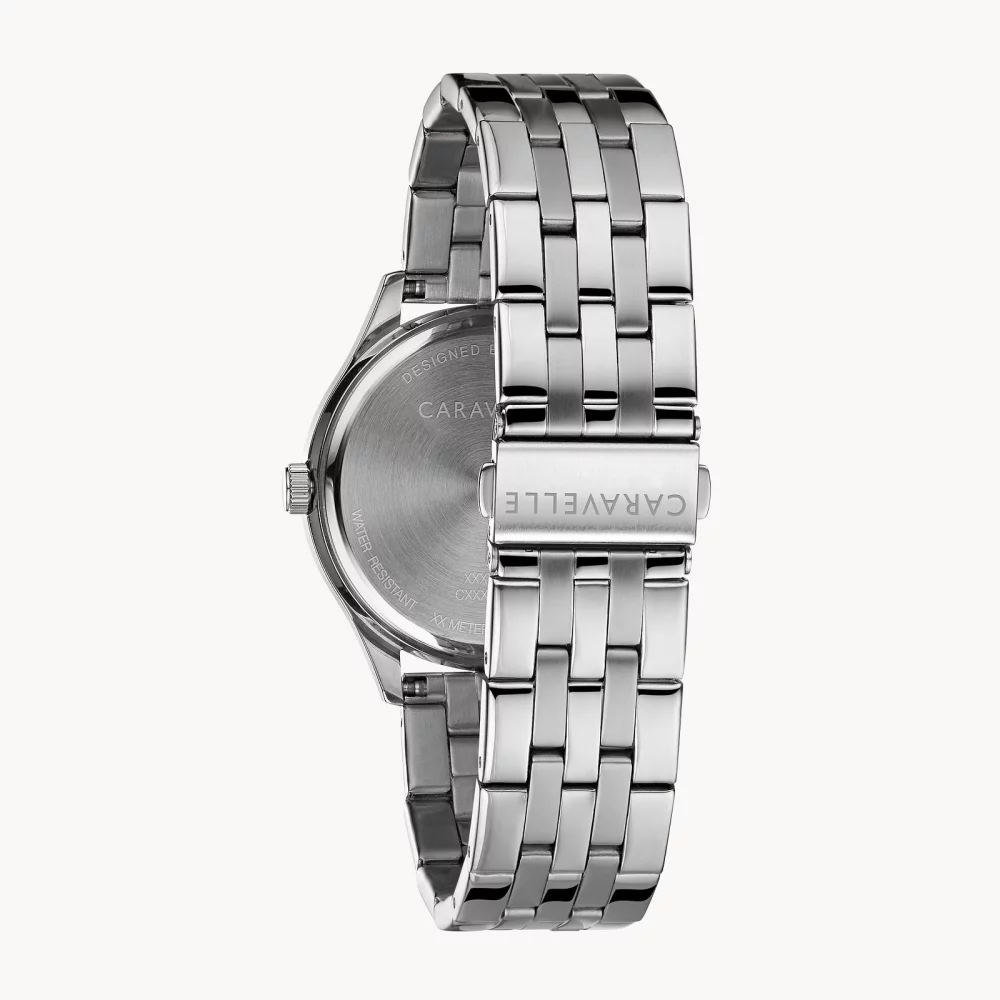 Caravelle® Collection Men's Silver Dress Watch w/Round Grey Dial