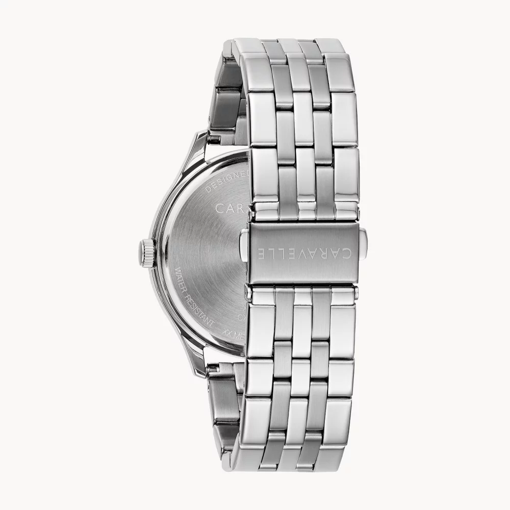 Caravelle® Collection Men's Silver Dress Watch w/Textured Dial