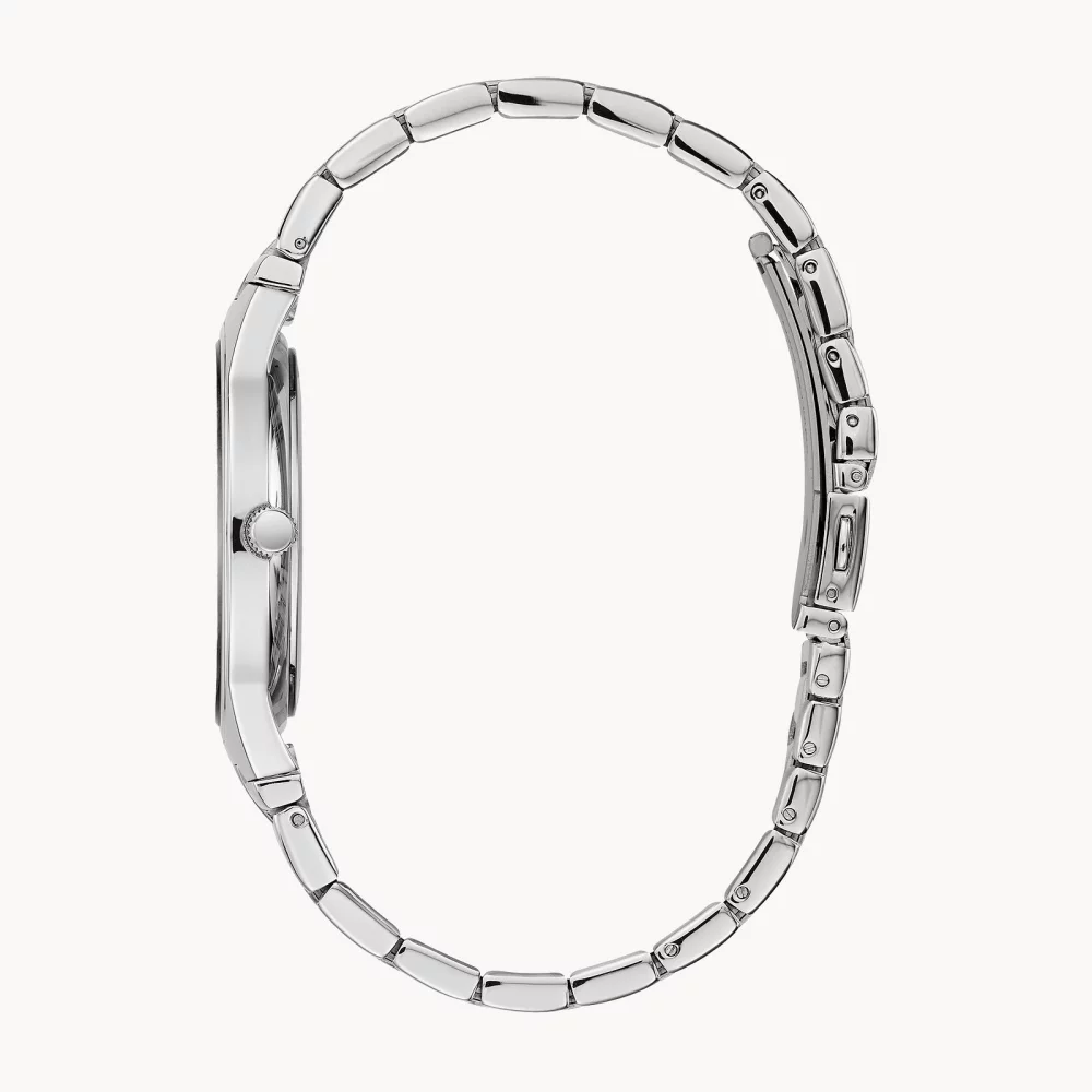 Montre moderne pour homme de la collection Caravelle® avec cadran rond noir mat en argent