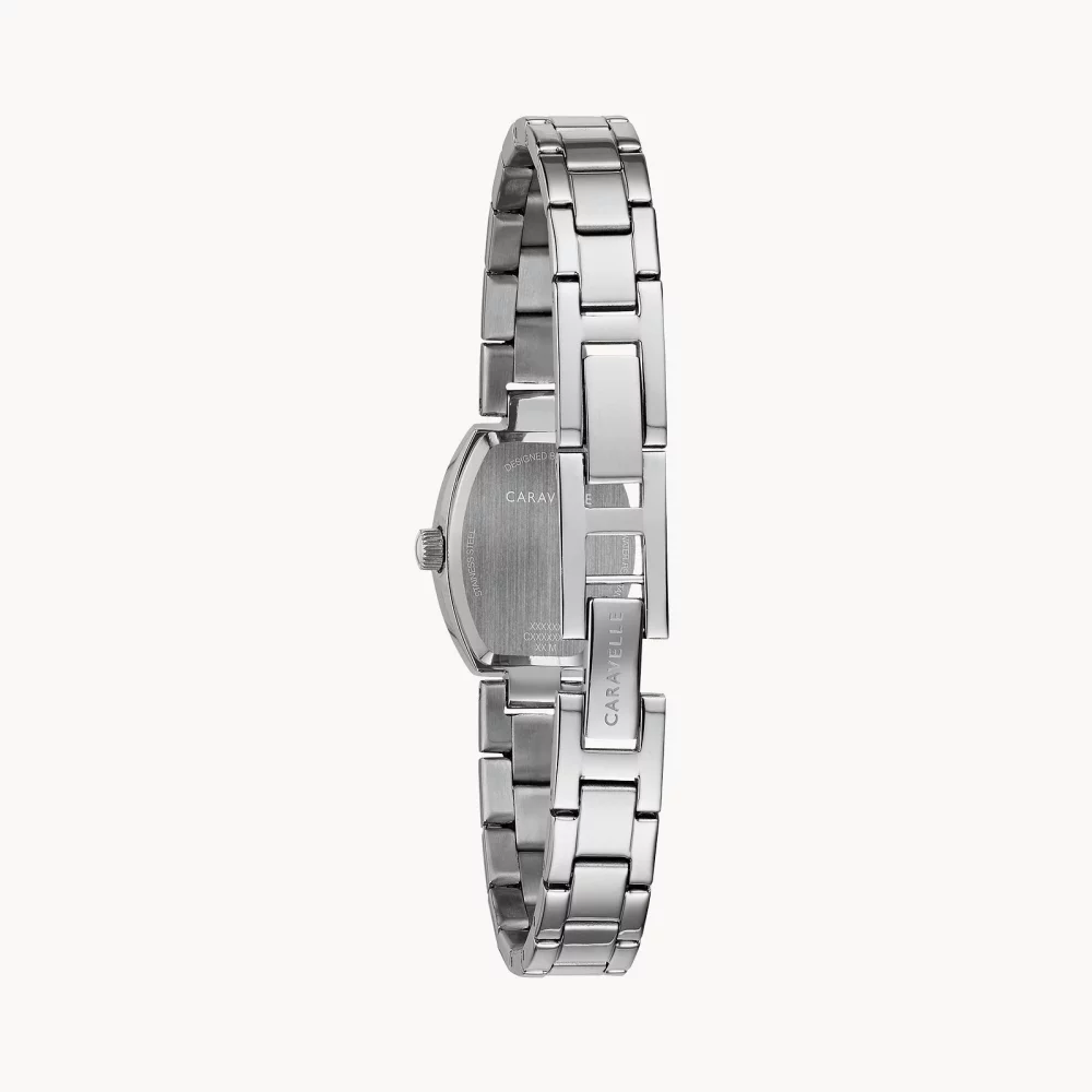 Montre de soirée pour femme de la collection Caravelle® en argent avec cadran en nacre.