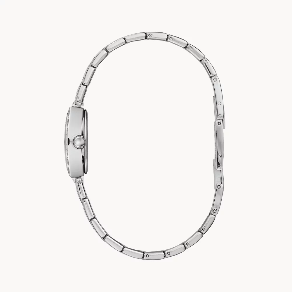 Montre de soirée pour femme de la collection Caravelle® en argent avec cadran en nacre.