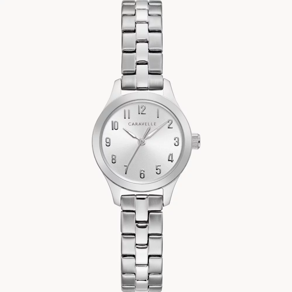 Caravelle® Collection Women's Silver Traditional Watch w/Round Silver White Dial